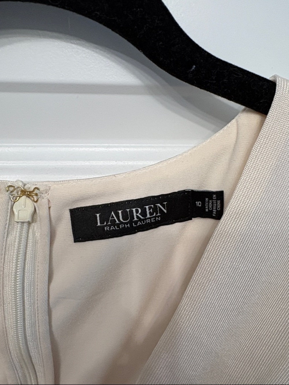 Lauren Ralph Lauren Foil Print Jersey Cocktail Dress Cream - Picture 3 of 10